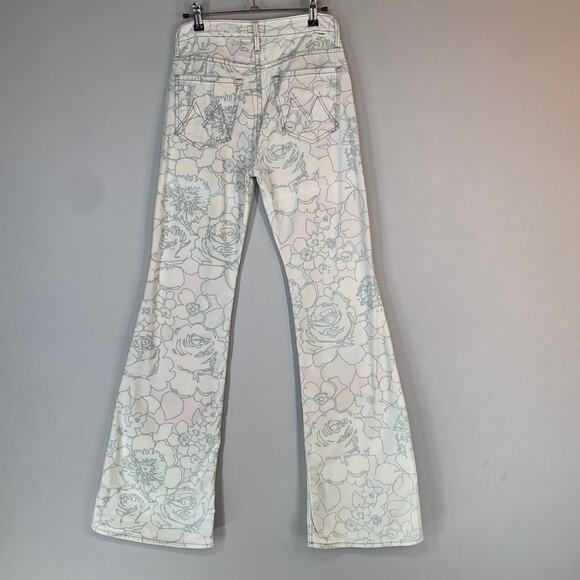 Mother Floral Flare Jeans Women 26 Pastel High Rise Vintage Print 33.5 - Picture 7 of 9